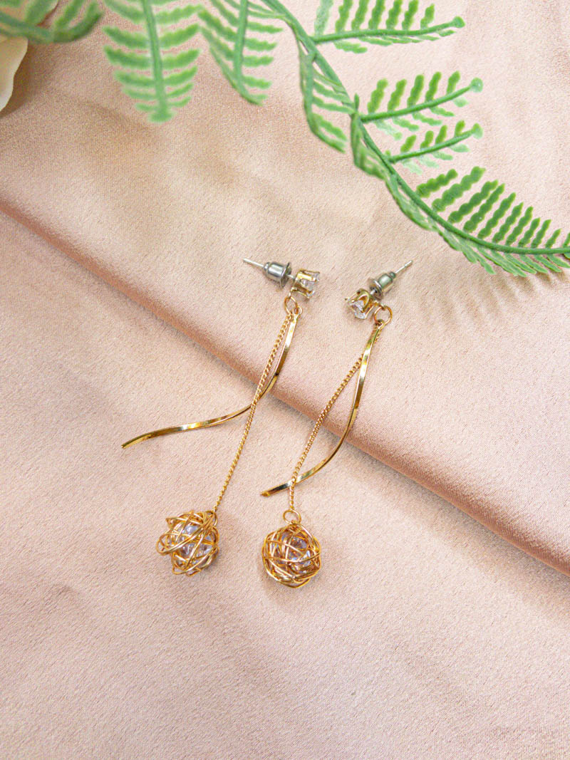 Gold Filigree Braided Ball Earrings