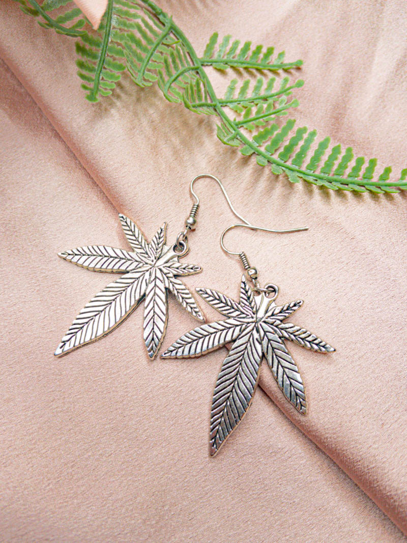 Silver Marijuana Leaf Earrings