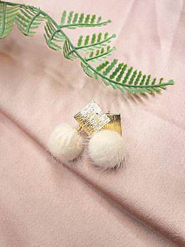 Golden Fluffy Pom Pom Earrings