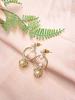 Hunter Dreamcatcher Braided Ball Pearl Earrings
