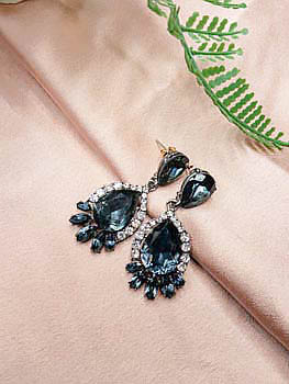 Luxury 14K White Gold Rhinestone Gemstone Chandelier Earrings