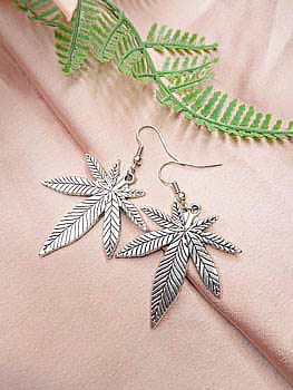 Silver Marijuana Leaf Earrings